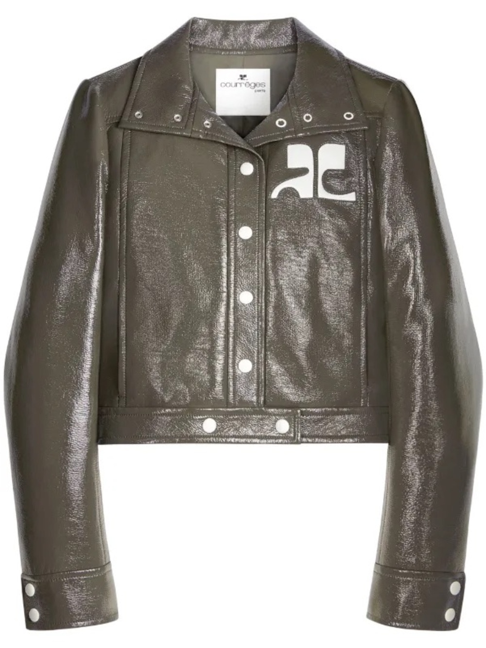 Courrèges Gray Patent Women's Leather Jacket